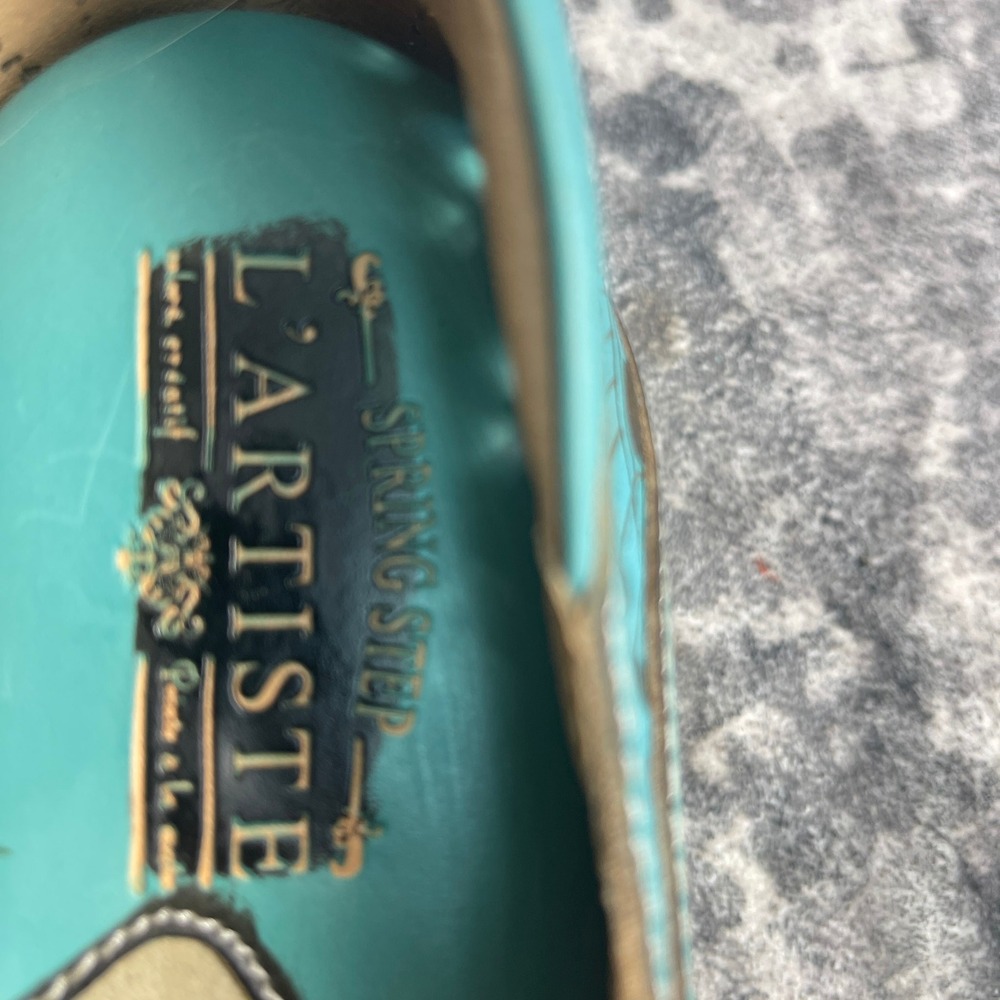 L'Artiste Spring Step Womens 41 Hanna Slip On Loafer Perforated Floral Turquoise - Picture 11 of 12